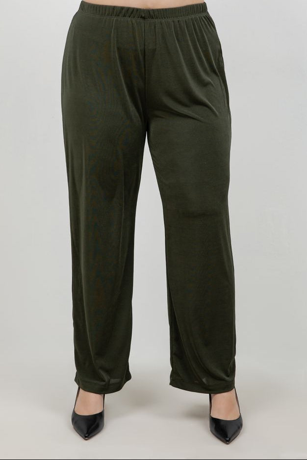 Pants Vikki Vi Silky Classic Olive Petite Pull-On Pant