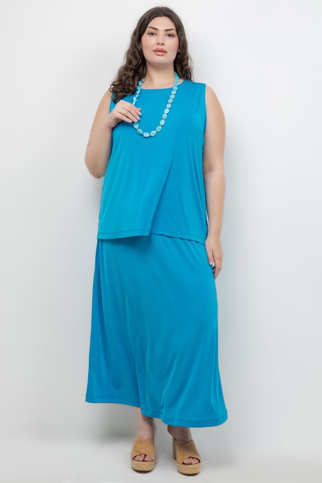 Skirts Vikki Vi Silky Classic Turquoise Maxi Skirt