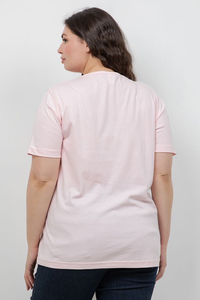 Tops Pink Cotton V Neck Tee