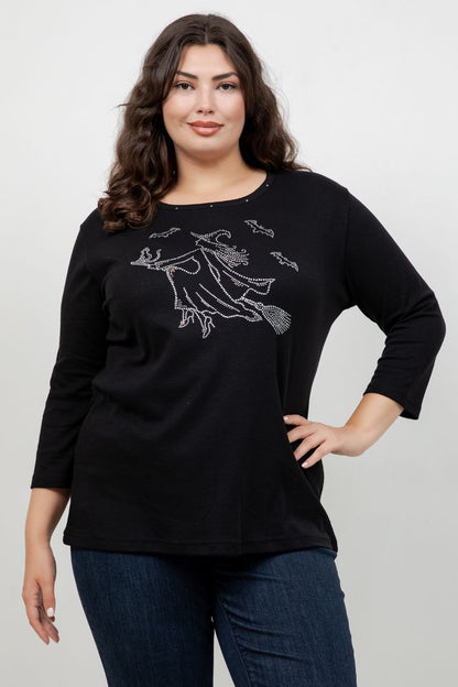 Witch on a Broom 3/4 Sleeve Top