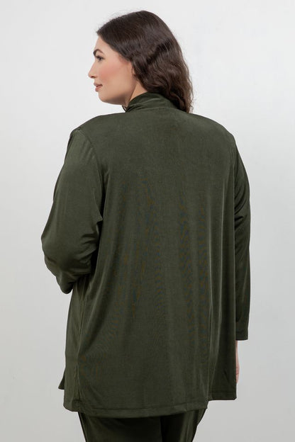 Jackets Vikki Vi Silky Classic Olive Kimono Jacket