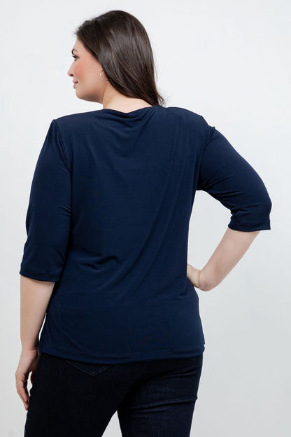 Tops Vikki Vi Jersey Navy 3/4 Sleeve Top