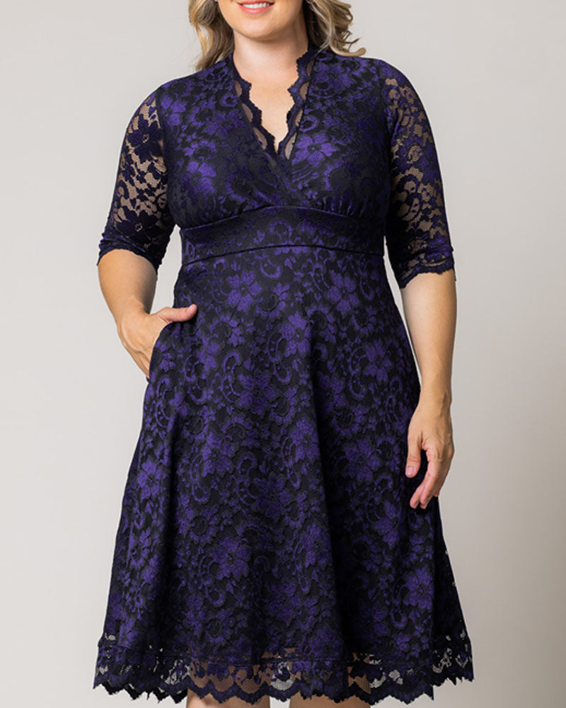 Mon Cherie Lace Dress - Plus Violet Noir / 3X Mon Cherie Lace Dress - Plus Violet Noir / 3X