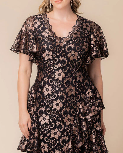 Mon Ange Tiered Lace Evening Gown