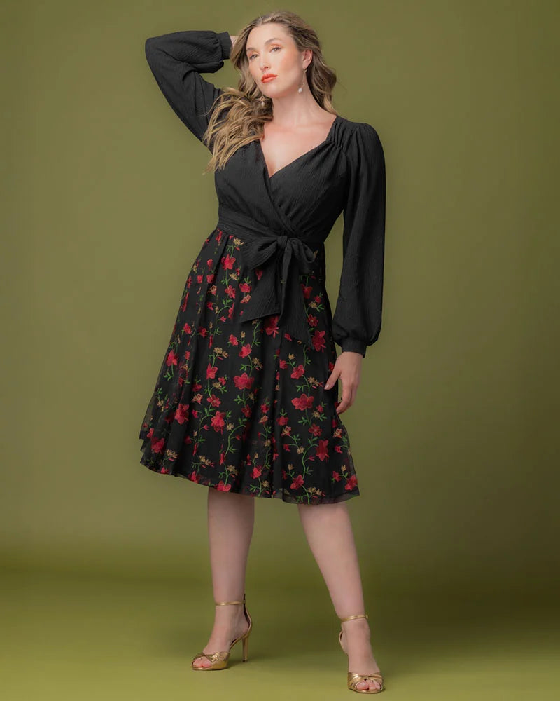 Chelsea Embroidered Midi Cocktail Dress