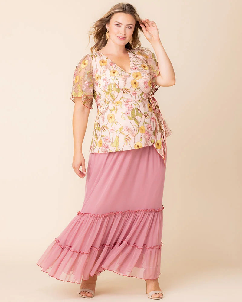 Tops Rosalie Embroidered Wrap Top
