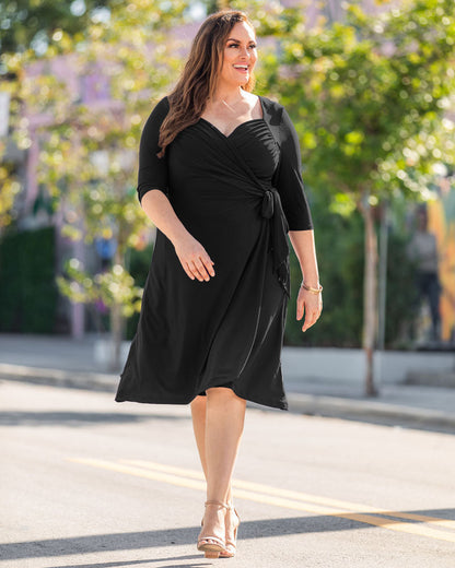 Sweetheart Knit Wrap Dress
