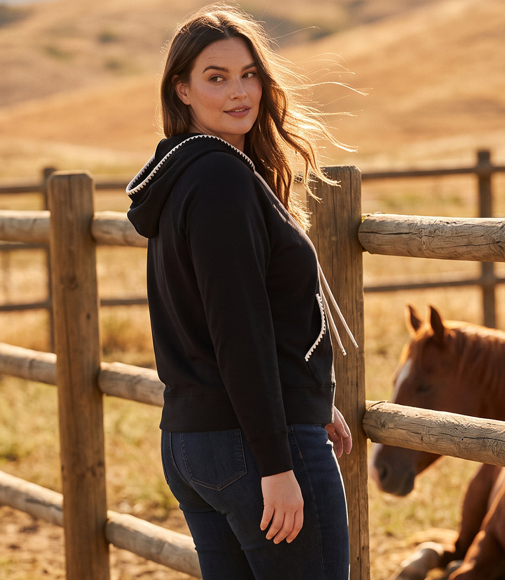 sweater Plus Size Edge Stitch Hoodie