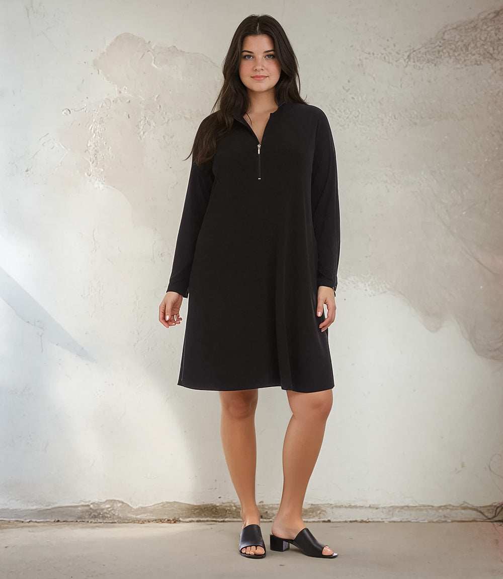 dress Plus Size Zip-Up Travel Jersey Dress