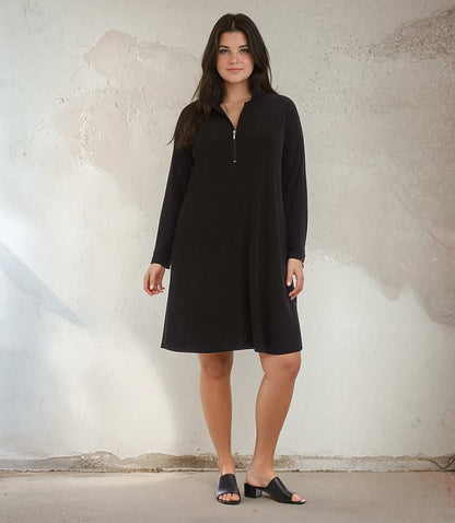 dress Plus Size Zip-Up Travel Jersey Dress