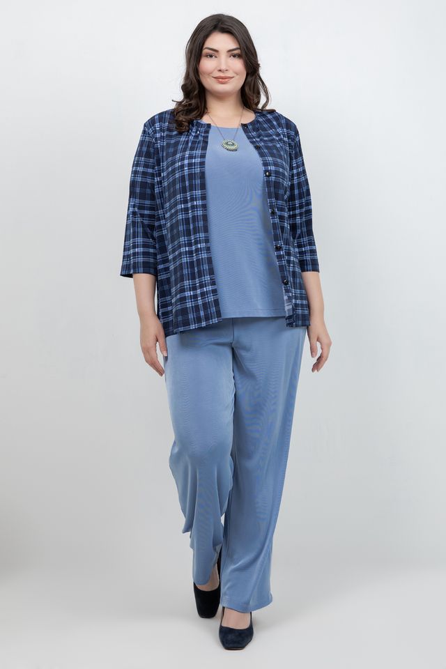 Jackets Vikki Vi Jersey Urban Plaid 3/4 Sleeve Cardigan
