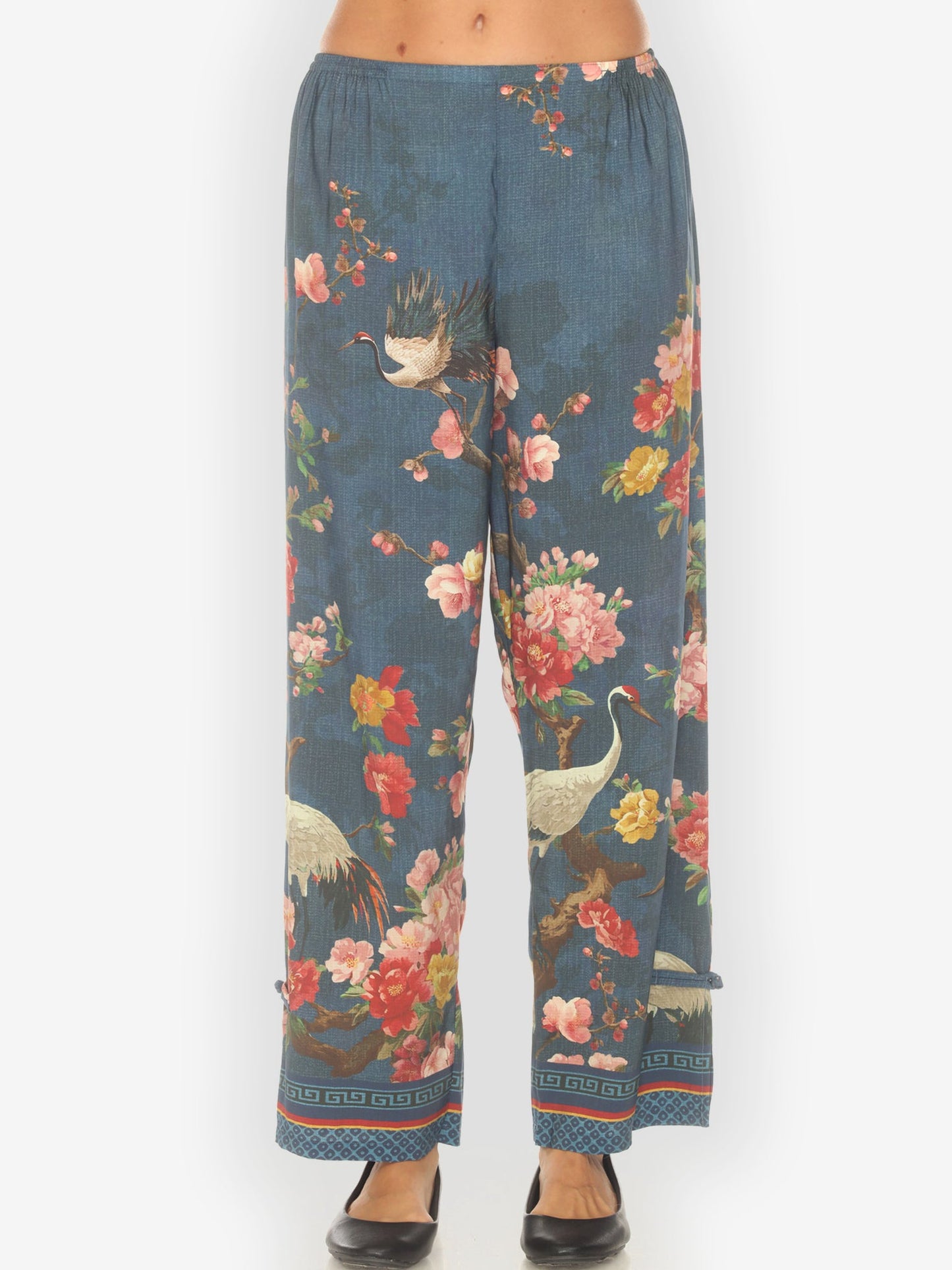 Pull on Pant Crane and Cherry Bloom Tencel Pull on Pant