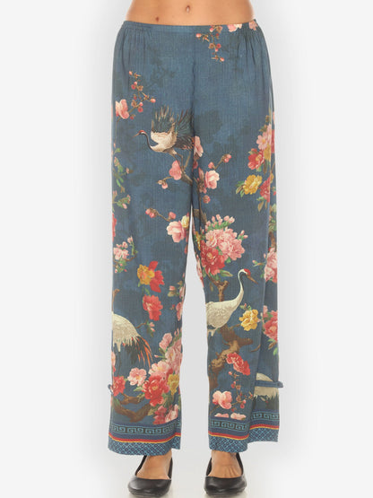 Pull on Pant Crane and Cherry Bloom Tencel Pull on Pant