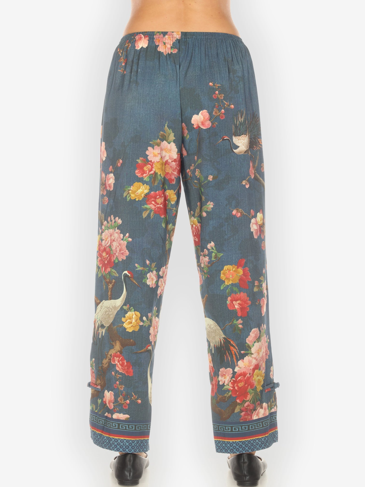 Pull on Pant Crane and Cherry Bloom Tencel Pull on Pant