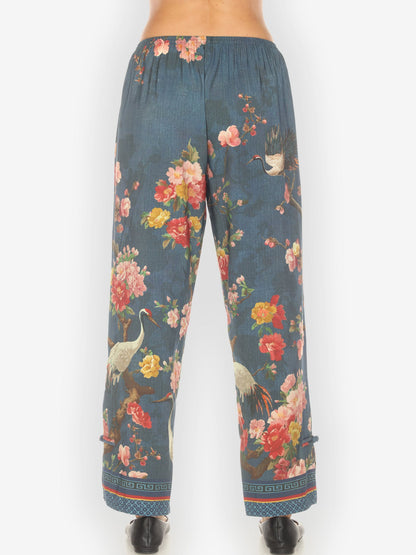Pull on Pant Crane and Cherry Bloom Tencel Pull on Pant