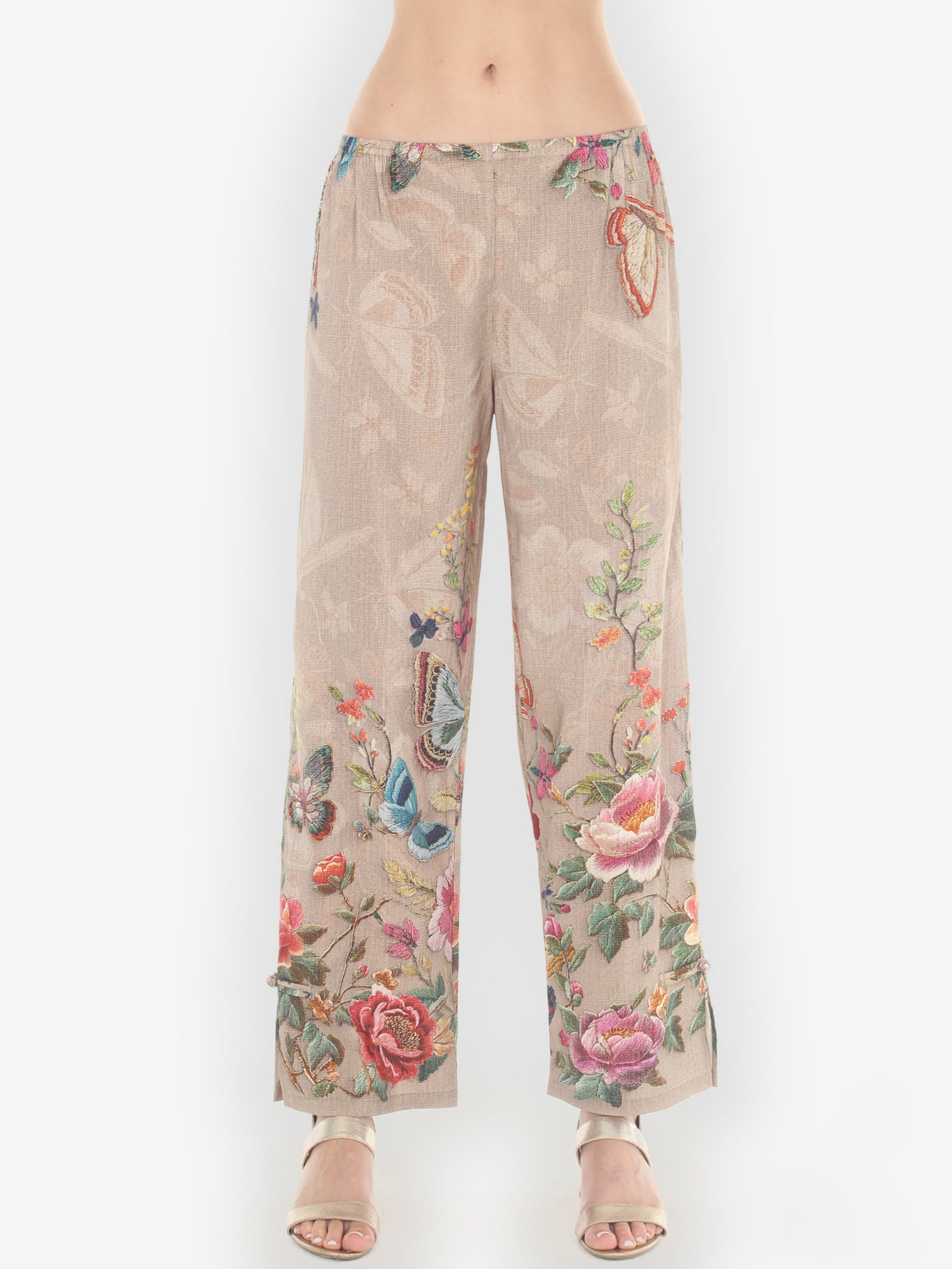 Pull on Pant Embroidery Butterfly and Flower Pull on Pant