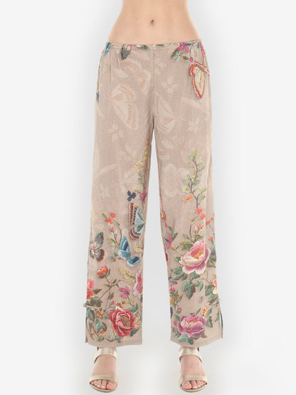 Pull on Pant Embroidery Butterfly and Flower Pull on Pant