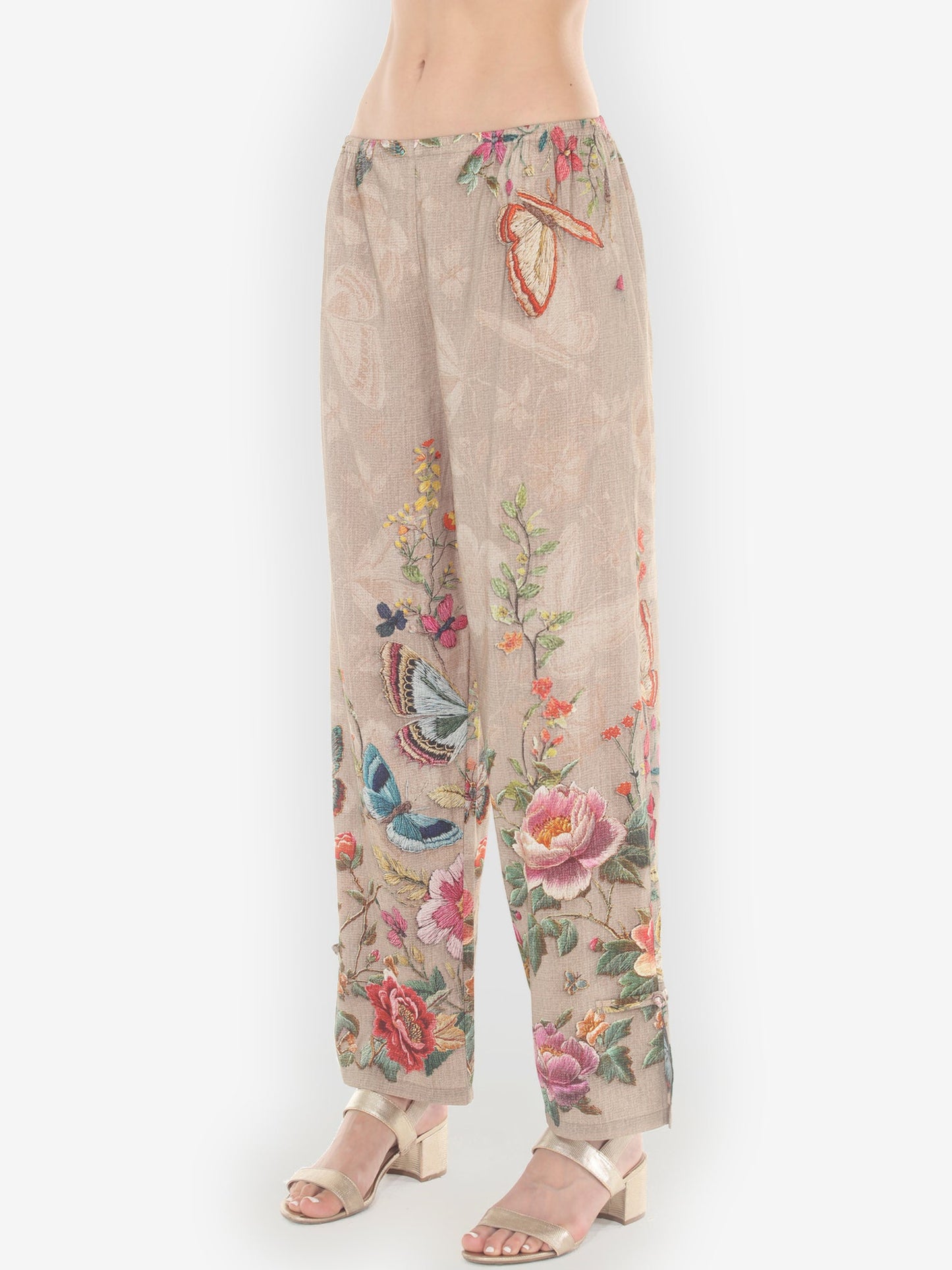 Pull on Pant Embroidery Butterfly and Flower Pull on Pant