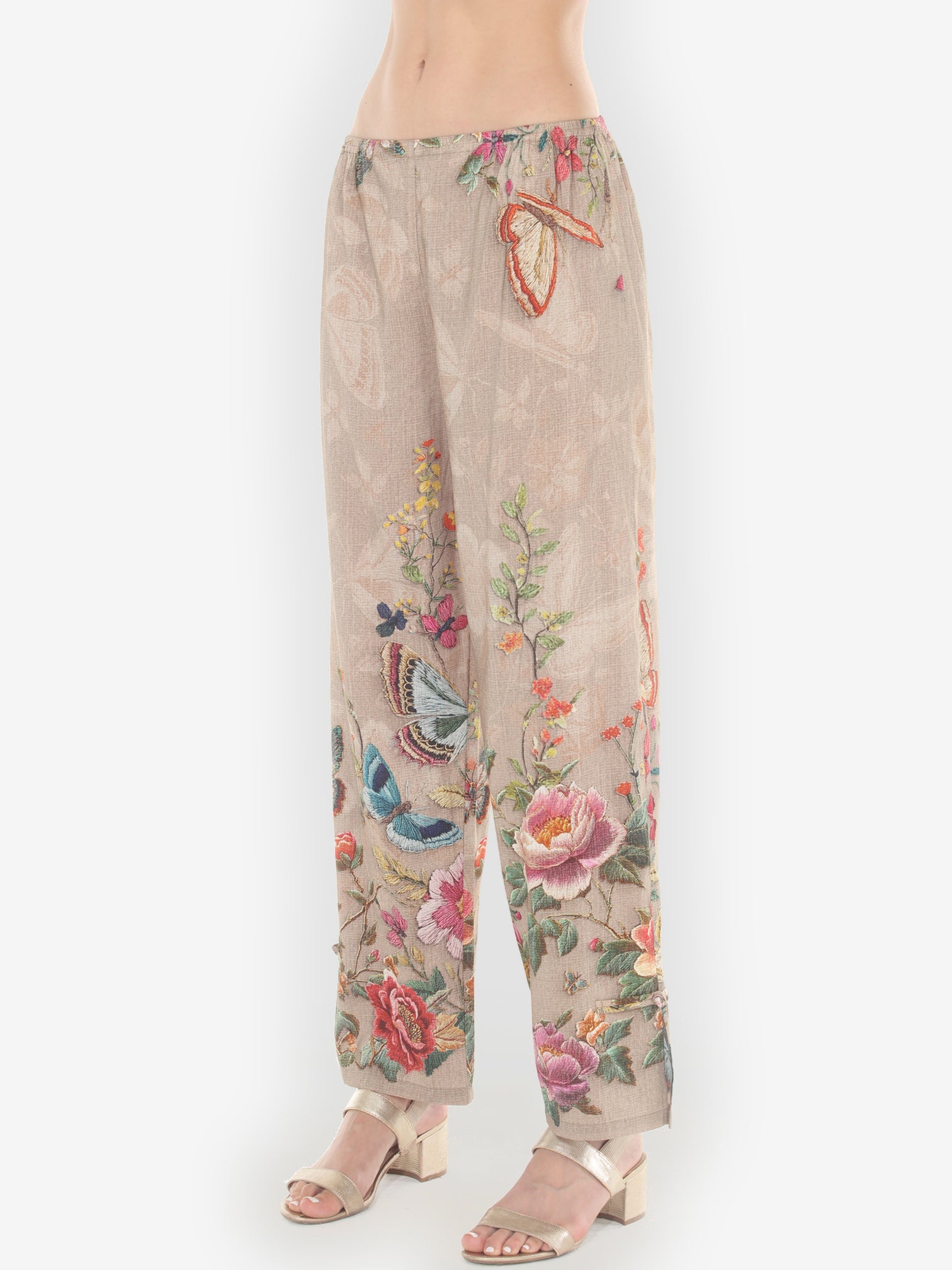 Pull on Pant Embroidery Butterfly and Flower Pull on Pant