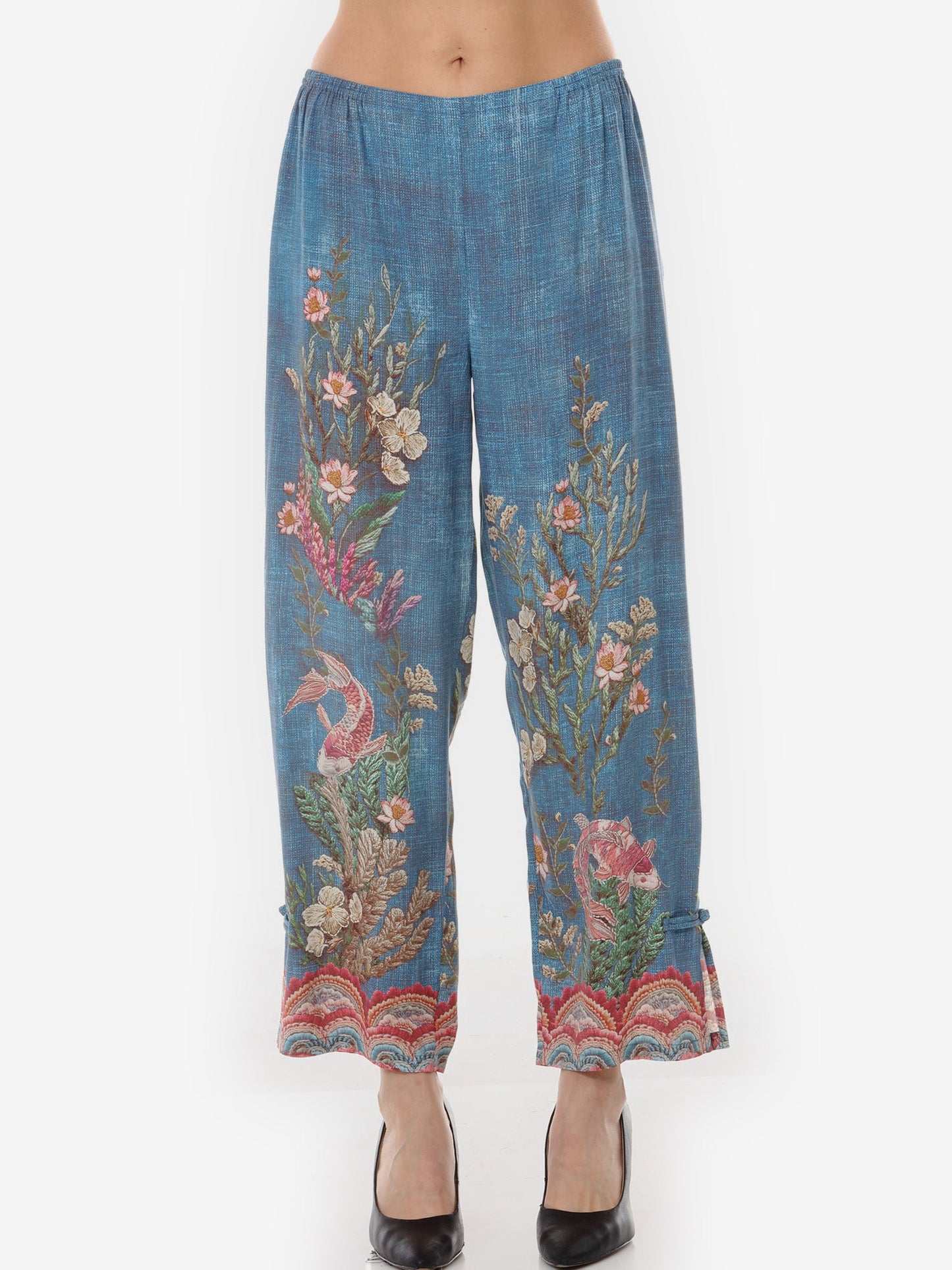 Pull on Pant Vintage Koi Embroidery Pull on Pant