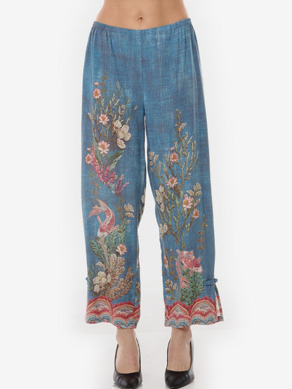 Pull on Pant Vintage Koi Embroidery Pull on Pant