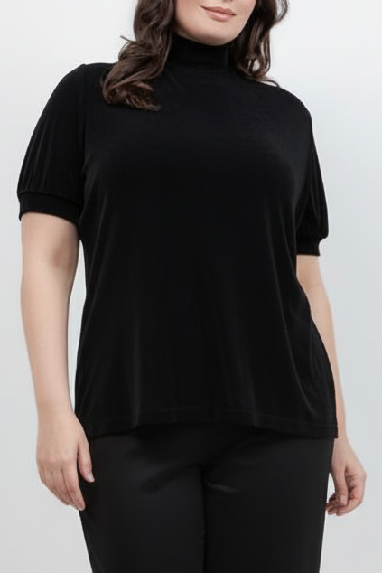 Vikki Vi Classic Black Mock Neck Top | PlusbyDesign.com