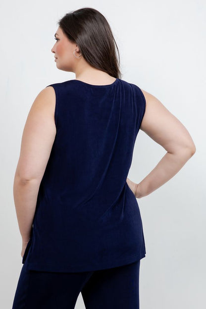 Tops Vikki Vi Classic Navy Sleeveless Tunic