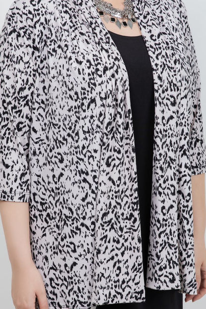 Jackets Vikki Vi Jersey Dust Cheetah 3/4 Sleeve Kimono Jacket
