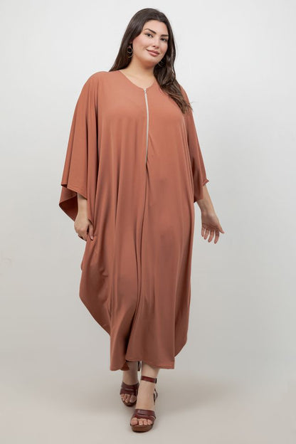 Vikki Vi Jersey Blush Zip Front Caftan