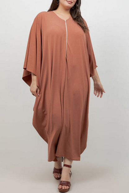Vikki Vi Jersey Blush Zip Front Caftan
