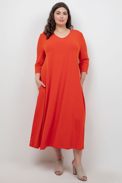 Dresses Vikki Vi Jersey Persimmon V Neck Pocket Dress