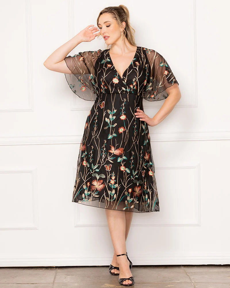 Dresses Sonnet Embroidered Midi Cocktail Dress