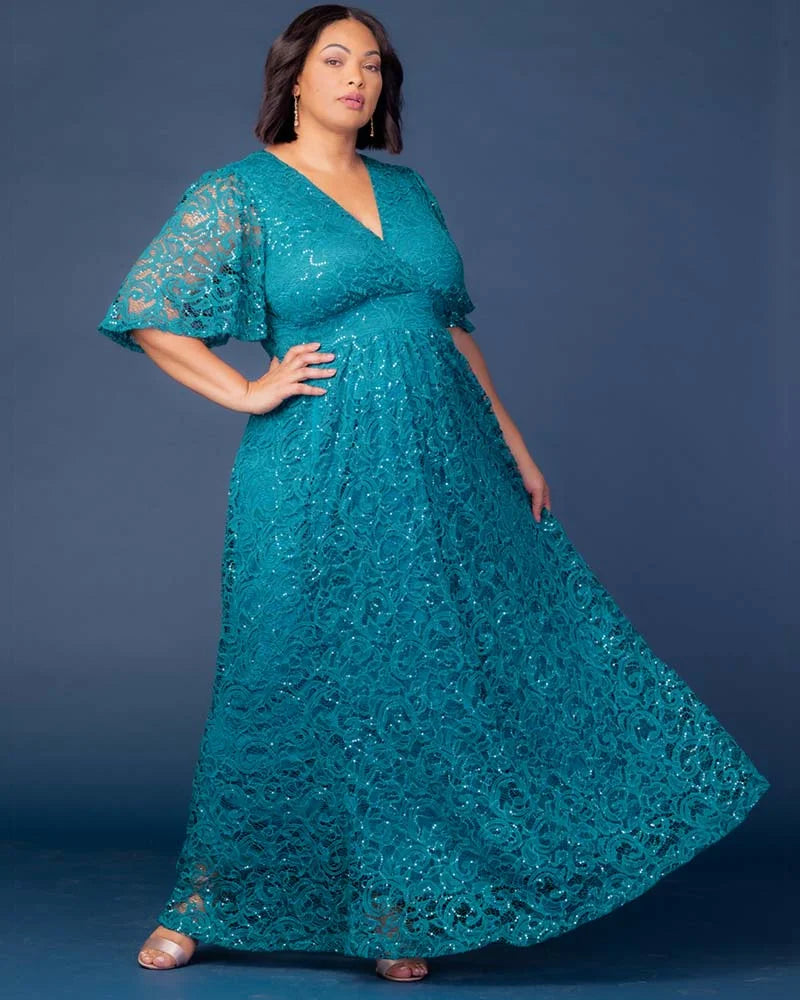 Dresses Luminous Sequin Lace Long Gown