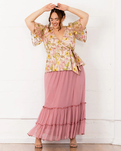 Tops Rosalie Embroidered Wrap Top