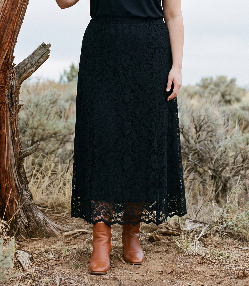 bottom Lace Midi Skirt