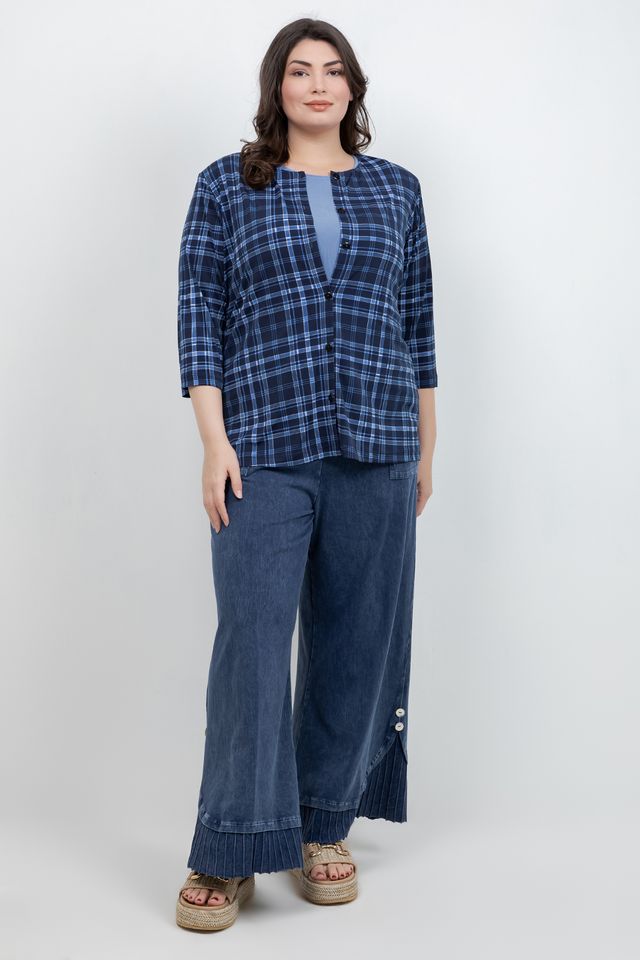 Jackets Vikki Vi Jersey Urban Plaid 3/4 Sleeve Cardigan