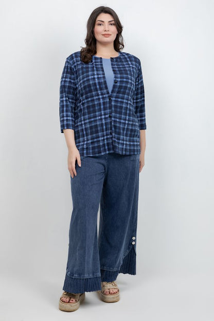 Jackets Vikki Vi Jersey Urban Plaid 3/4 Sleeve Cardigan
