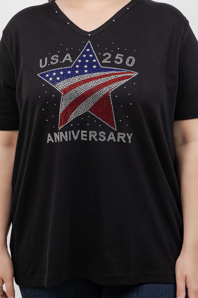 Tops Americana Star V neck Top