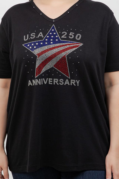Tops Americana Star V neck Top