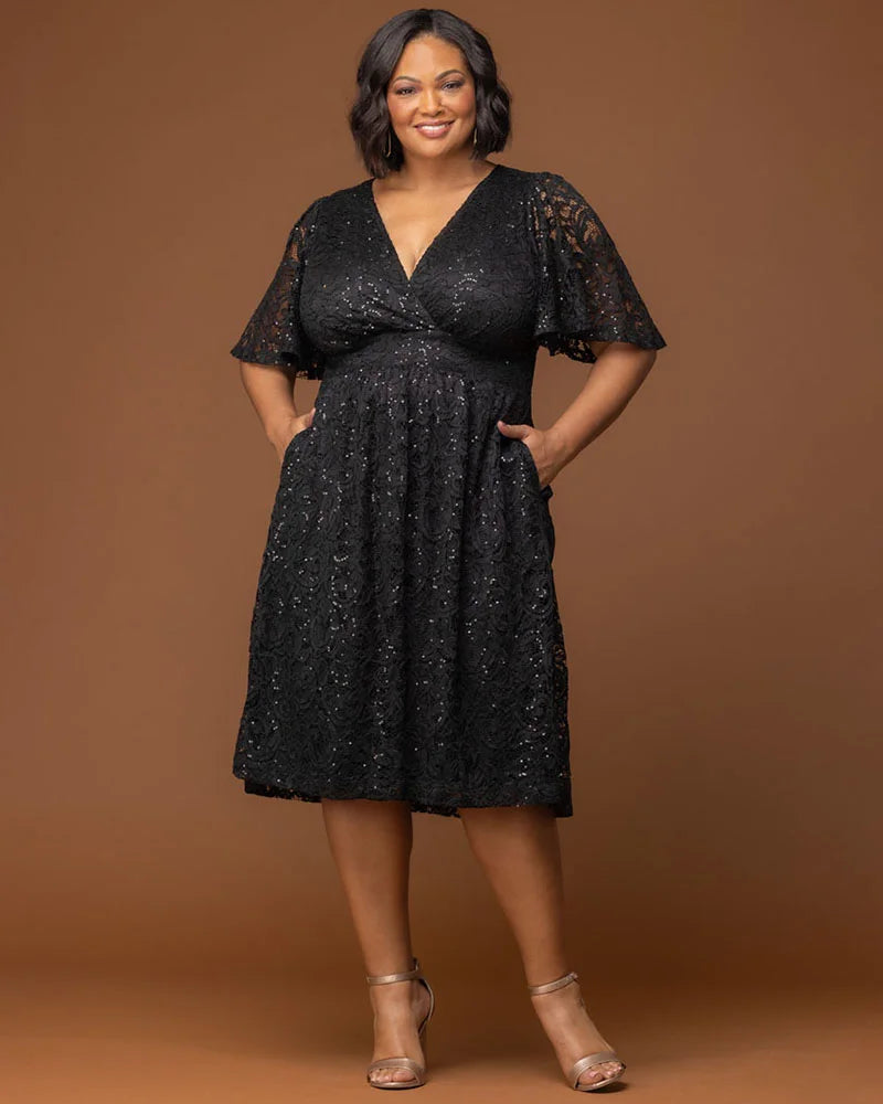 Dresses Starry Sequined Lace Cocktail Dress