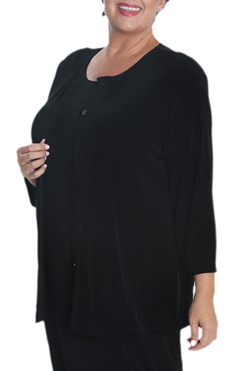 Jackets Vikki Vi Classic Black 3/4 Sleeve Cardigan