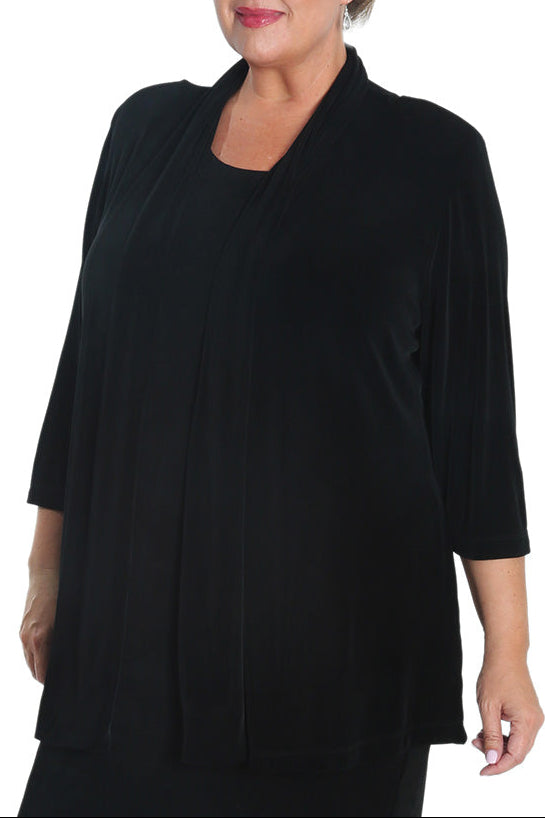 Jackets Vikki Vi Classic Black 3/4 Sleeve Kimono Jacket