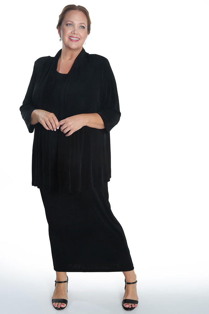 Jackets Vikki Vi Classic Black 3/4 Sleeve Kimono Jacket