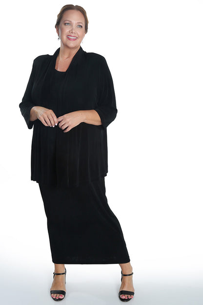 Jackets Vikki Vi Classic Black 3/4 Sleeve Kimono Jacket