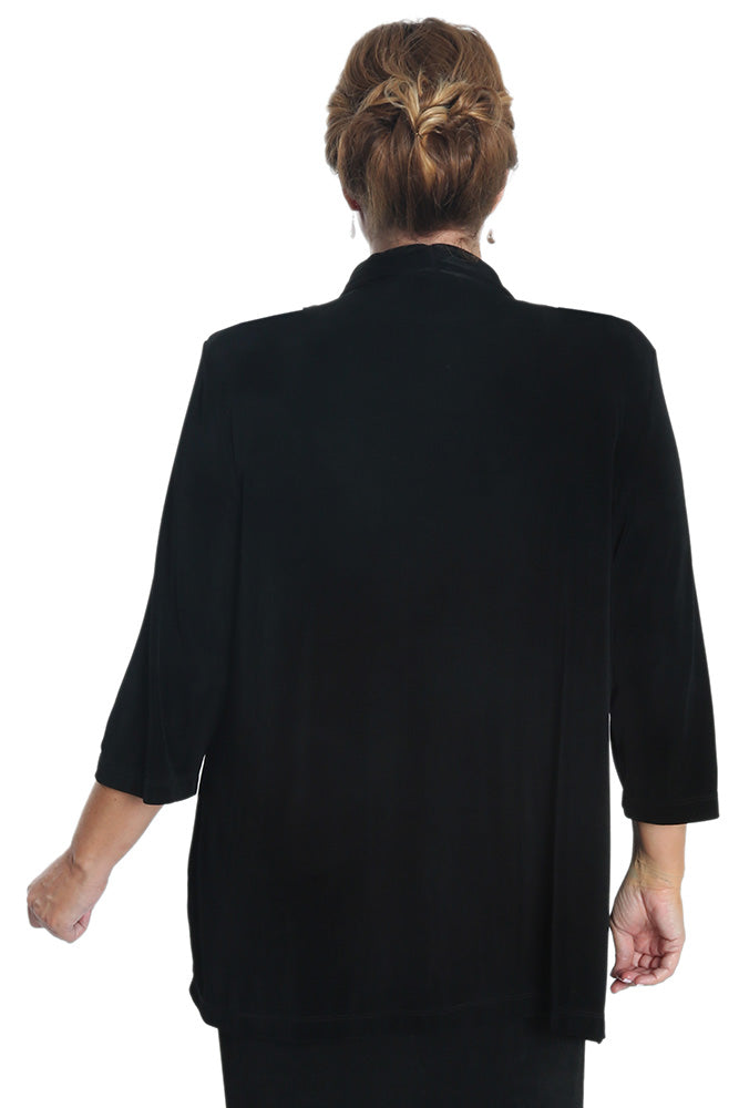 Jackets Vikki Vi Classic Black 3/4 Sleeve Kimono Jacket