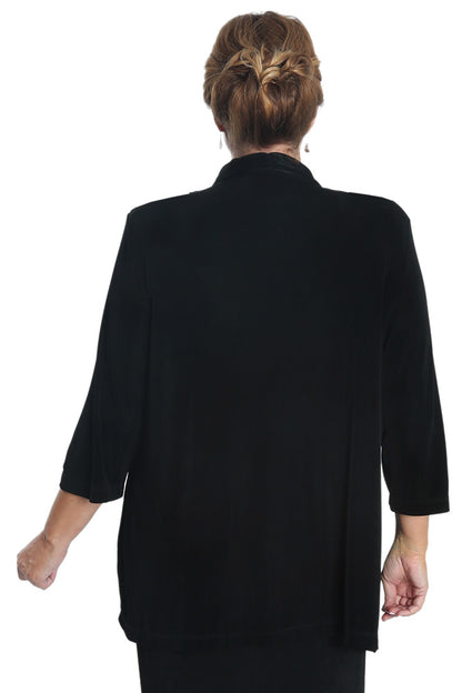 Jackets Vikki Vi Classic Black 3/4 Sleeve Kimono Jacket