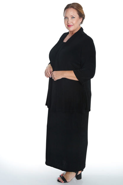 Jackets Vikki Vi Classic Black 3/4 Sleeve Kimono Jacket