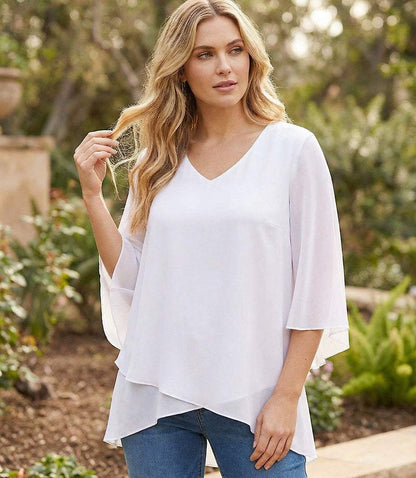 top Plus Size Bracelet Sleeve Asymmetric Top