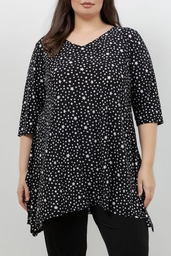 Tops Vikki Vi Jersey Stars Handkerchief Tunic