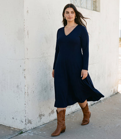dress Kate V-Neck Midi Travel Jersey Dress